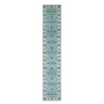 2'7"x14' Morning Blue, Agra, Shah Abbas Flower Vines Design, Luxurious Wool, Veggie Dyes, Hand Knotted, Denser Weave, Runner, Oriental Rug Sh76116