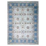 9'10"x13'9" Celeste Blue, Shah Abbas Flower Pattern, Natural Dyes, Denser Weave, Traditional Agra Design, Pure Wool, Hand Knotted, Oriental Rug Sh76122