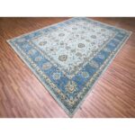 9'10"x13'9" Celeste Blue, Shah Abbas Flower Pattern, Natural Dyes, Denser Weave, Traditional Agra Design, Pure Wool, Hand Knotted, Oriental Rug Sh76122 - Image 3