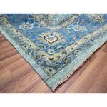 9'10"x13'9" Celeste Blue, Shah Abbas Flower Pattern, Natural Dyes, Denser Weave, Traditional Agra Design, Pure Wool, Hand Knotted, Oriental Rug Sh76122 - Image 6
