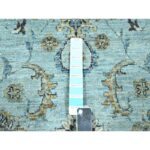 9'10"x13'9" Celeste Blue, Shah Abbas Flower Pattern, Natural Dyes, Denser Weave, Traditional Agra Design, Pure Wool, Hand Knotted, Oriental Rug Sh76122 - Image 7