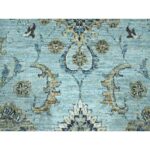 9'10"x13'9" Celeste Blue, Shah Abbas Flower Pattern, Natural Dyes, Denser Weave, Traditional Agra Design, Pure Wool, Hand Knotted, Oriental Rug Sh76122 - Image 8