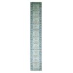 2'8"x16'1" Sky Blue, All Over Shah Abbas Flower Design, Natural Dyes, Agra, Pure Wool, Densely Woven, Hand Knotted, XL Runner, Oriental Rug Sh76128