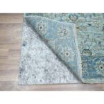 2'8"x16'1" Sky Blue, All Over Shah Abbas Flower Design, Natural Dyes, Agra, Pure Wool, Densely Woven, Hand Knotted, XL Runner, Oriental Rug Sh76128 - Image 3