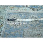2'8"x16'1" Sky Blue, All Over Shah Abbas Flower Design, Natural Dyes, Agra, Pure Wool, Densely Woven, Hand Knotted, XL Runner, Oriental Rug Sh76128 - Image 7