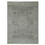 9'x12'2" Diamond White, Mamluk Dynasty Pattern, Tone on Tone, Undyed Vibrant Wool, Hand Knotted, Oriental Rug Sh79987