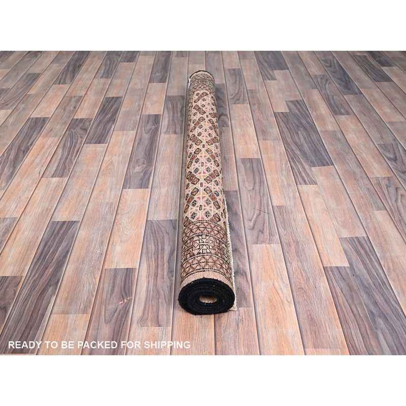 4'5"x6'3" Desert Sand Orange, Vintage Persian Tourkaman With Repetitive All Over Design, Hand Knotted Abrash Distressed Evenly Worn Organic Wool, Cropped Thin Oriental Rug Sh86050 - Image 5