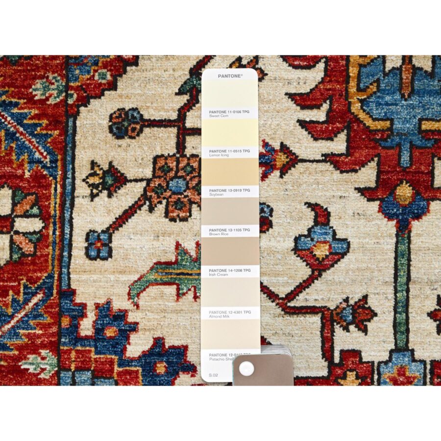 3'2"X6'1" Tuscan Beige With Carmine Red Border, Luxurious Wool, Hand Knotted, Natural Dyes, Aryana Collection, Oriental Rug Sh86607 - Image 2