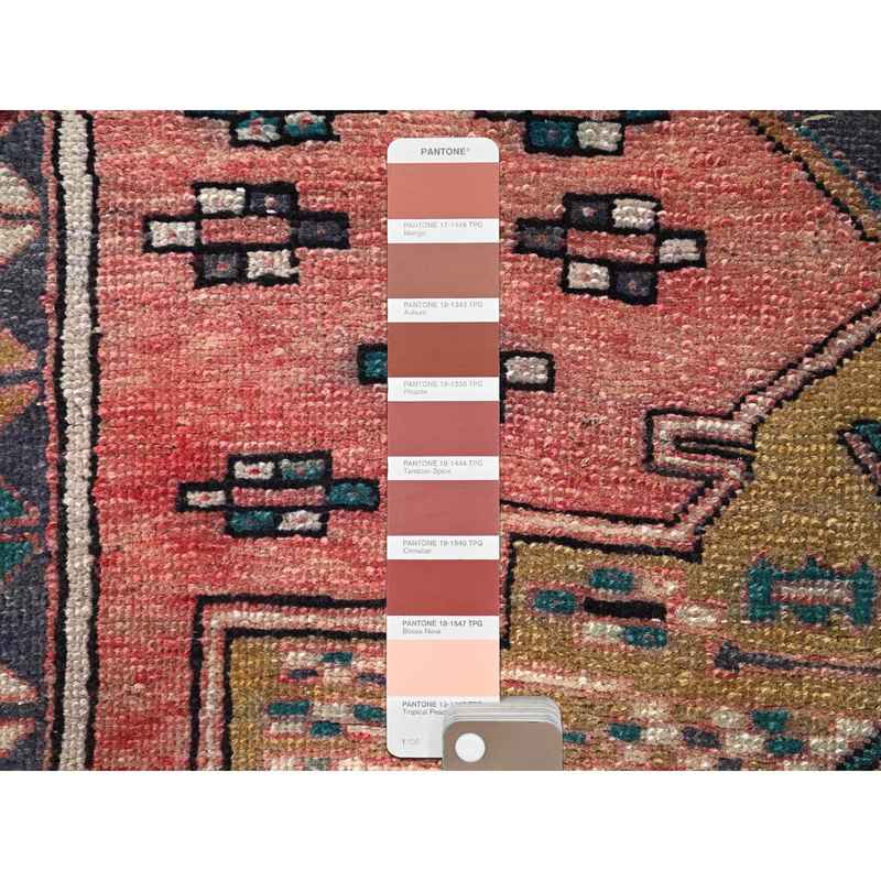 3'6"x9'8" Chestnut Brown, Soft And Organic Wool, Vintage Persian Heriz, Hand Knotted, Evenly Worn, Ends And Sides Secured Professionally, Great Condition, Distinct Abrash, Clean, Runner Oriental Rug Sh86655 - Image 4