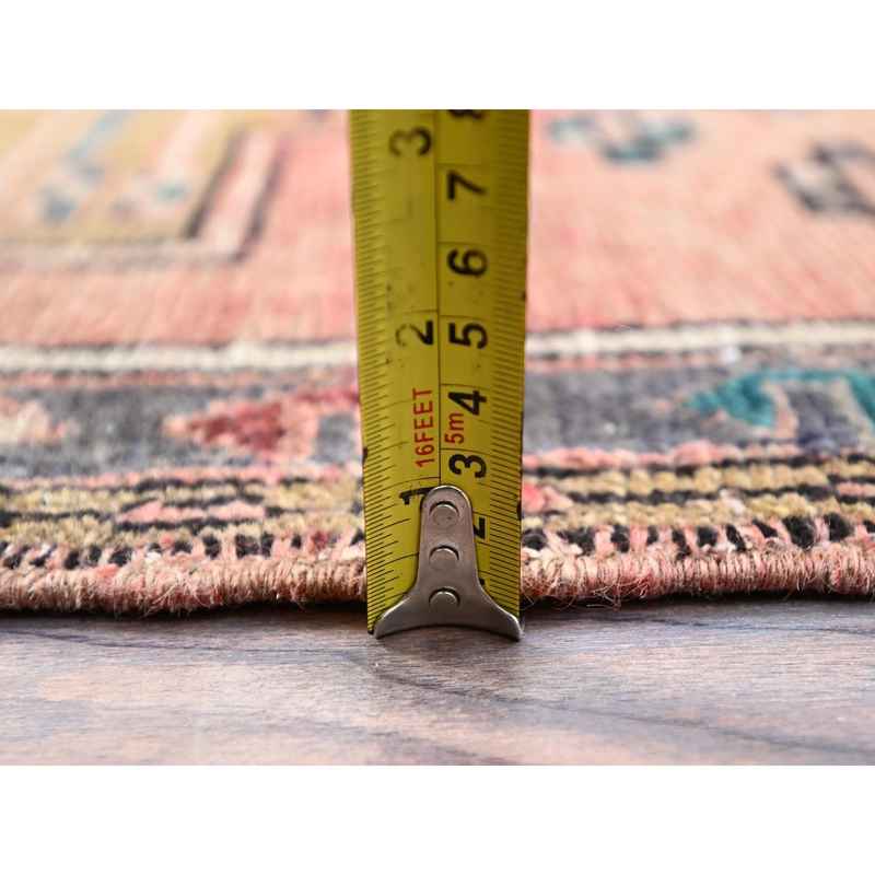 3'6"x9'8" Chestnut Brown, Soft And Organic Wool, Vintage Persian Heriz, Hand Knotted, Evenly Worn, Ends And Sides Secured Professionally, Great Condition, Distinct Abrash, Clean, Runner Oriental Rug Sh86655 - Image 6