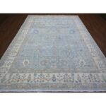 9'1"x12' Steel Blue, Washed Out Peshawar with All Over Floral Design, Pure Wool, Distressed, Hand Knotted, Oriental Rug Sh88298 - Image 2