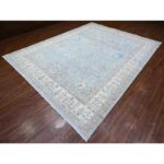 9'1"x12' Steel Blue, Washed Out Peshawar with All Over Floral Design, Pure Wool, Distressed, Hand Knotted, Oriental Rug Sh88298 - Image 3