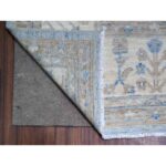 9'1"x12' Steel Blue, Washed Out Peshawar with All Over Floral Design, Pure Wool, Distressed, Hand Knotted, Oriental Rug Sh88298 - Image 4