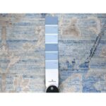 9'1"x12' Steel Blue, Washed Out Peshawar with All Over Floral Design, Pure Wool, Distressed, Hand Knotted, Oriental Rug Sh88298 - Image 7
