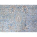 9'1"x12' Steel Blue, Washed Out Peshawar with All Over Floral Design, Pure Wool, Distressed, Hand Knotted, Oriental Rug Sh88298 - Image 8