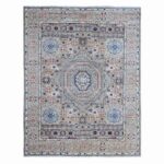 7'10"x10' Coventry Gray, Pre Historic Mamluk Design, Organic Wool, Natural Dyes, Hand Knotted Fine Aryana Oriental Rug Sh88728
