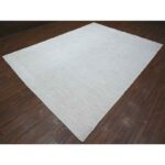8'9"x11'9" Titan White, Shabby Chic, Single Color, Natural Dyes With Plain Design, Pure And Soft Wool, Modern Peshawar, Hand Knotted, Oriental Rug Sh88776 - Image 3