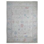 8'9"x12' Silver Gray, Afghan Angora Oushak, Wool Weft, Hand Knotted With All Over Tribal Flower Design, Vegetable Dyes, Oriental Rug Sh88863