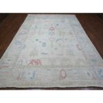 8'9"x12' Silver Gray, Afghan Angora Oushak, Wool Weft, Hand Knotted With All Over Tribal Flower Design, Vegetable Dyes, Oriental Rug Sh88863 - Image 2