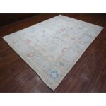 8'9"x12' Silver Gray, Afghan Angora Oushak, Wool Weft, Hand Knotted With All Over Tribal Flower Design, Vegetable Dyes, Oriental Rug Sh88863 - Image 3