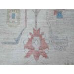8'9"x12' Silver Gray, Afghan Angora Oushak, Wool Weft, Hand Knotted With All Over Tribal Flower Design, Vegetable Dyes, Oriental Rug Sh88863 - Image 7