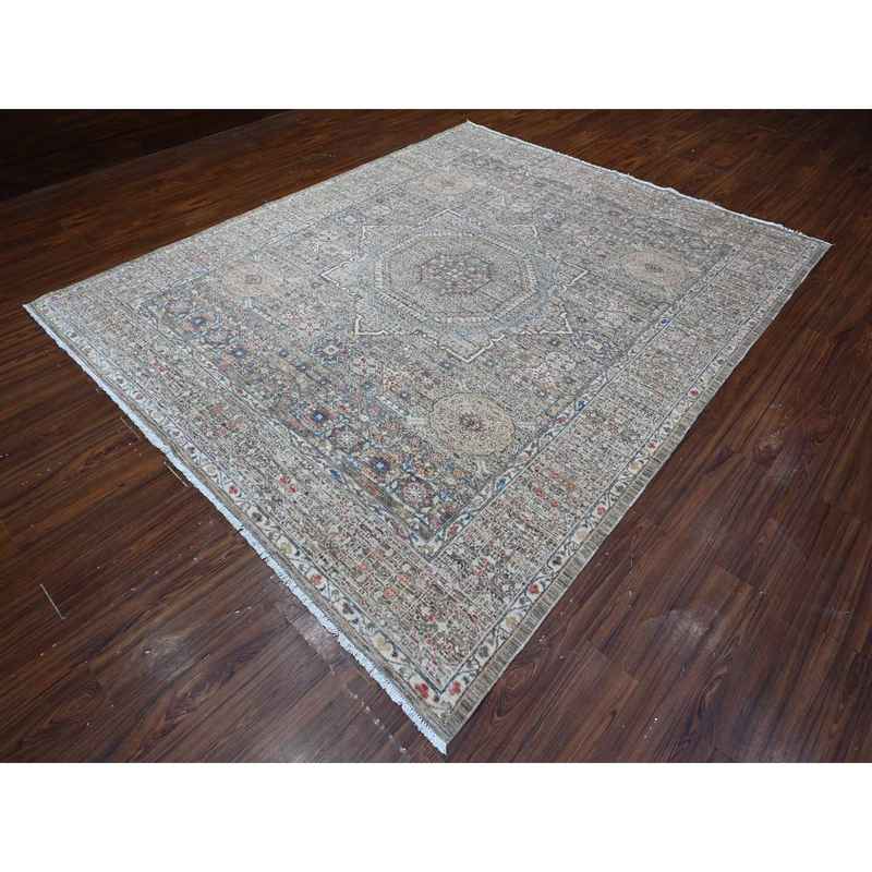 8'3"x10' Moonquake Gray, Velvety Wool, Aryana Collection, Hand Knotted Pre Historic 14th Century Influence Mamluk, Vegetable Dyes, Central Medallion Design, Oriental Rug Sh88962 - Image 3