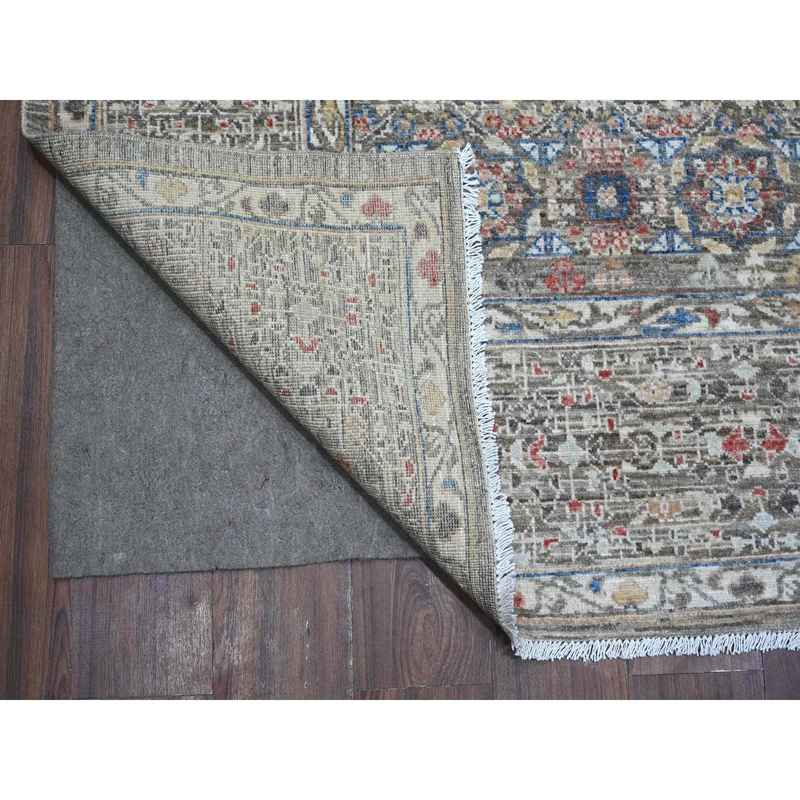 8'3"x10' Moonquake Gray, Velvety Wool, Aryana Collection, Hand Knotted Pre Historic 14th Century Influence Mamluk, Vegetable Dyes, Central Medallion Design, Oriental Rug Sh88962 - Image 4
