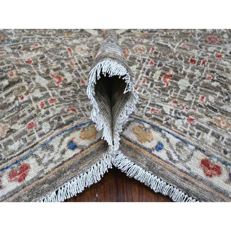 8'3"x10' Moonquake Gray, Velvety Wool, Aryana Collection, Hand Knotted Pre Historic 14th Century Influence Mamluk, Vegetable Dyes, Central Medallion Design, Oriental Rug Sh88962 - Image 5