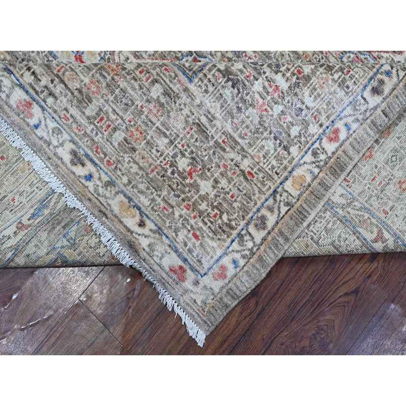 8'3"x10' Moonquake Gray, Velvety Wool, Aryana Collection, Hand Knotted Pre Historic 14th Century Influence Mamluk, Vegetable Dyes, Central Medallion Design, Oriental Rug Sh88962 - Image 6