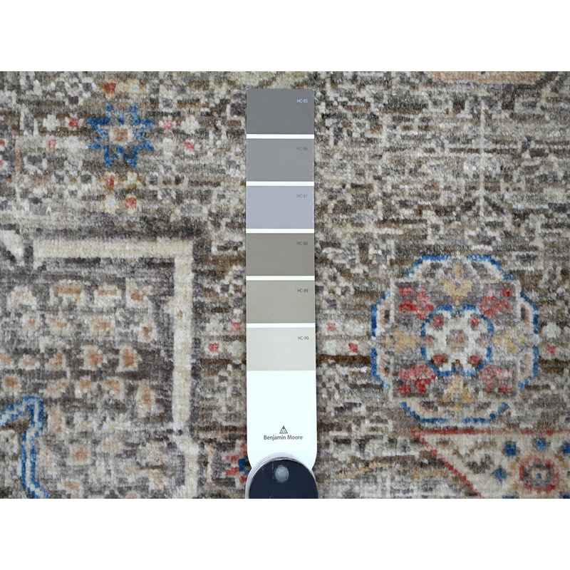 8'3"x10' Moonquake Gray, Velvety Wool, Aryana Collection, Hand Knotted Pre Historic 14th Century Influence Mamluk, Vegetable Dyes, Central Medallion Design, Oriental Rug Sh88962 - Image 7
