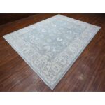 8'9"x11'6" Lazy Gray, Hand Knotted Shiny Wool, Natural Dyes, Fine Silver Wash Peshawar All Over Design, Oriental Rug Sh88982 - Image 3