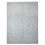 9'x11'8" Titan White, Afghan Angora Oushak, Hand Knotted With Wool Weft, Vegetable Dyes With Village Floral Elements All Over Design, Oriental Rug Sh89171