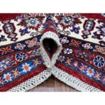 9'1"x11'9" Crimson Red, Super Kazak with Geometric Medallions Design, Hand Knotted, Pure Wool, Vegetable Dyes, Oriental Rug Sh89327 - Image 5