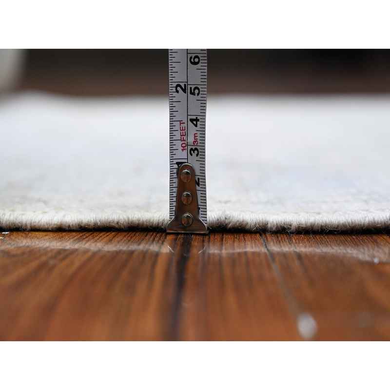 2'9"x19' Smoke White, Vegetable Dyes, Wool Weft, Hand Knotted, Soft Pile, Faded Rural Floral Motifs All Over Design, Afghan Angora Oushak, Oversized Oriental Runner Rug Sh89637 - Image 5