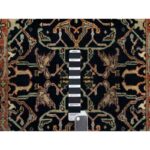 2'8"x12'1" Caviar Blue, Natural Dyes All Wool, Antiqued Fine Heriz Re-Creation, Hand Knotted All Over Vines Design, Denser Weave, Runner Oriental Rug Sh90932 - Image 4