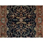 2'8"x12'1" Caviar Blue, Natural Dyes All Wool, Antiqued Fine Heriz Re-Creation, Hand Knotted All Over Vines Design, Denser Weave, Runner Oriental Rug Sh90932 - Image 5