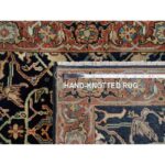 2'8"x12'1" Caviar Blue, Natural Dyes All Wool, Antiqued Fine Heriz Re-Creation, Hand Knotted All Over Vines Design, Denser Weave, Runner Oriental Rug Sh90932 - Image 8