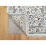 2'7"x12'1" Pearl White, Nain with All Over Floral Design, Wool and Silk, Hand Knotted, 250 KPSI, Runner, Oriental Rug Sh90982 - Image 3