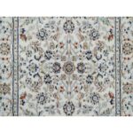 2'7"x12'1" Pearl White, Nain with All Over Floral Design, Wool and Silk, Hand Knotted, 250 KPSI, Runner, Oriental Rug Sh90982 - Image 5