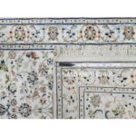 2'7"x12'1" Pearl White, Nain with All Over Floral Design, Wool and Silk, Hand Knotted, 250 KPSI, Runner, Oriental Rug Sh90982 - Image 8