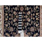 2'6"x10' Vulcan Blue, Nain with Center Flower Medallion Design, Hand Knotted, Wool and Silk, 250 KPSI, Runner, Oriental Rug Sh90989 - Image 4