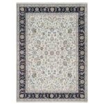 8'7"x11'8" Cotton White, Hand Knotted, Nain with All Over Flower Design, 250 KPSI, Wool and Silk, Oriental Rug Sh91033