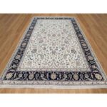 8'7"x11'8" Cotton White, Hand Knotted, Nain with All Over Flower Design, 250 KPSI, Wool and Silk, Oriental Rug Sh91033 - Image 2