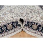 8'7"x11'8" Cotton White, Hand Knotted, Nain with All Over Flower Design, 250 KPSI, Wool and Silk, Oriental Rug Sh91033 - Image 5