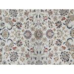 8'7"x11'8" Cotton White, Hand Knotted, Nain with All Over Flower Design, 250 KPSI, Wool and Silk, Oriental Rug Sh91033 - Image 8