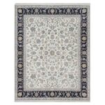 7'10"x10' Pearl White, Hand Knotted, Nain with All Over Flower Design, Soft Pile, 250 KPSI, Wool and Silk, Oriental Rug Sh91035