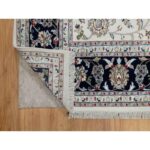 7'10"x10' Pearl White, Hand Knotted, Nain with All Over Flower Design, Soft Pile, 250 KPSI, Wool and Silk, Oriental Rug Sh91035 - Image 4