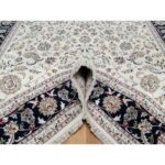 7'10"x10' Pearl White, Hand Knotted, Nain with All Over Flower Design, Soft Pile, 250 KPSI, Wool and Silk, Oriental Rug Sh91035 - Image 5