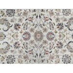 7'10"x10' Pearl White, Hand Knotted, Nain with All Over Flower Design, Soft Pile, 250 KPSI, Wool and Silk, Oriental Rug Sh91035 - Image 8