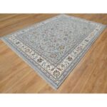 8'9"x12'4" Pigeon Blue, Wool and Silk, Nain with All Over Flower Design, 250 KPSI, Soft Pile, Hand Knotted, Oriental Rug Sh91037 - Image 3